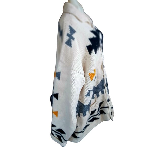 XL Vintage Women's Sweater Peru Wool Knit Cardigan Jacket Southwestern Coleccion - Picture 7 of 9